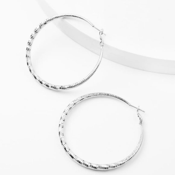 Plunder Design Devyn Silver Hoops - Picture 2 of 3
